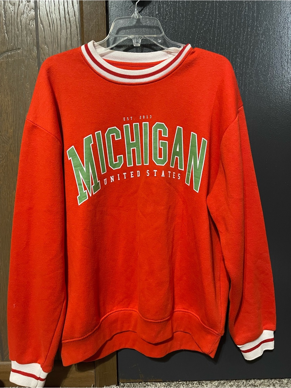 BoohooMAN Red Crewneck with White Trim